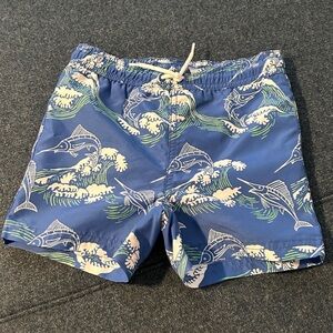 Janie and Jack Blue Ocean Print Swim Trunks